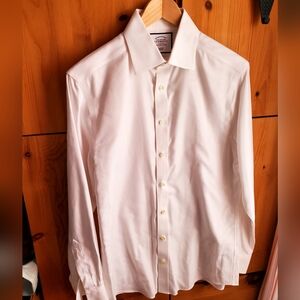 Charles Tyrwhitt Men's White Tine On Tone Cotton Shirt Size 15 Or 33